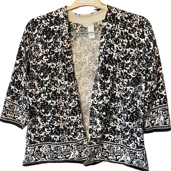 Sarah Spencer cardigan. Black/white, no front closures. Size L. - Picture 1 of 3